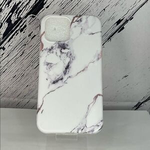Marble Look iPhone Case-12 Pro Max White with Gray
